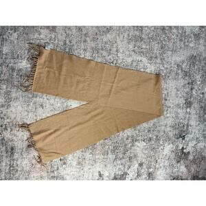 Portolano Unisex Beige Wool Cashmere Scarf with Fringe neutral quiet luxury